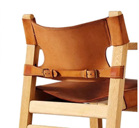 Chaise de salon confortable de haute qualité chaise en cuir de selle moderne fauteuils en bois massif