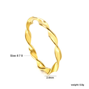 แหวนแฟชั่นรูปทรงบิดเกลียวสีทอง ดีไซน์เรียบง่ายสำหรับผู้หญิง ของขวัญเครื่องประดับ - Product Image 4