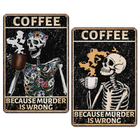 Juego de Letreros Metálicos Vintage con Diseño de Esqueleto, Decoración Retro para Pared de Hogar, Cocina, Bar o Cafetería