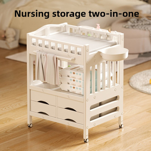 Multifunctional <b>Foldable</b> Baby Changing Table for Newborns, Portable Adjustable Height with <b>Bath</b>, Massage Touch and Storage - Product Image 2