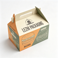 Emballage alimentaire personnalisé pour boulangerie, boîtes à emporter pour le déjeuner, boîtes en carton blanc imprimées, boîtes en papier personnalisées avec poignée