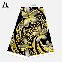 Tissu en polyester imprimé numériquement à motif tribal frangipanier style Micronésie, design insulaire pour chemisiers et sarongs