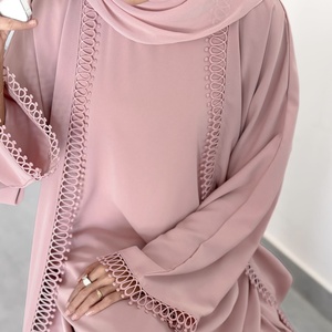 Vêtements islamiques Loriya Abaya Robe en dentelle et robe intérieure Ensemble deux pièces Robes pour femmes Abaya EID Robe musulmane pour femmes Sans hijab - Product Image 6