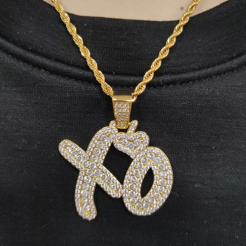 Hip Hops Jewelry Gold Plated Alphabet Xo Pendant Necklace