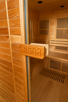 Ruang Sauna Inframerah Kayu Hemlock 3 Orang Langsung dari Pabrik, 2 Kursi Santai, Pemanas Serat Karbon, EMF Rendah, Spektrum Penuh, Spa Rumah Dalam Ruangan