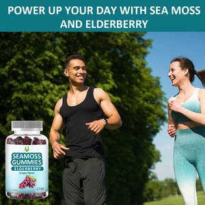 Custom Branded Sea Moss Gummies Elderberry Gummy Nutritional <b>Supplement</b> Boost Energy Production Grape Taste - Product Image 5
