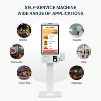 Kiosque de libre-service à écran tactile sur pied avec plateau pour marchandises, paiement en espèces et par carte, OEM pour supermarché, épicerie, magasin de proximité