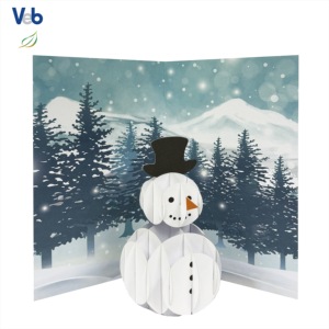 Colección Navideña Personalizada Scents Seasons, Tarjeta de Felicitación Individual Plegable en 3D con Diseño de Muñeco de Nieve, Papá Noel y Reno, Montaña Blanca - Product Image 1