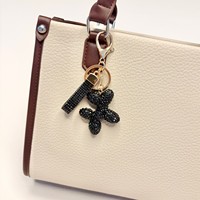 Porte-clés chien ballon en strass, anneau de clés en cristal scintillant avec sangle diamantée, joli breloque de sac, pendentif pour clés de voiture, cadeau tendance, vente en gros