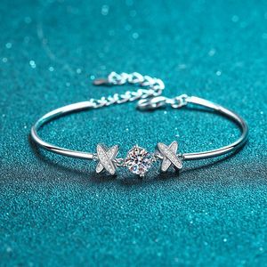 Gran oferta, joyería fina, pulsera de moissanita de 1 quilate, pulsera de diamantes de moissanita con personalidad X de plata de ley S925 ligera - Product Image 3
