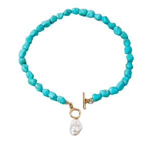 <span class=keywords><strong>Collana</strong></span> con Pendente Artigianale da Donna in <span class=keywords><strong>Turchese</strong></span> Naturale Irregolare e Perla a Forma Speciale, Stile Europeo-Americano - Product Image 5