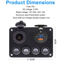 Carte d'interrupteur à bascule 12v 4 Gang Toggle avec adaptateur de chargeur QC3.0 + PD USB C pour bateau Camper RV