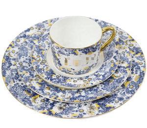 Luxury D Series Blue and White Pattern Bone China 4-Piece <b>Dinnerware</b> <b>Set</b> with Cup and Saucer - Product Image 1