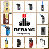Briquet créatif à soufflage direct spécifique aux cigares avec coupe-cigares en V intégré, portable et multifonctionnel