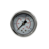 Manomètre miniature à liquide AKS 40 mm (1,5 pouce) 0-10 bars 0-150 PSI, montage central arrière 1/8" NPT pour compresseur d'air