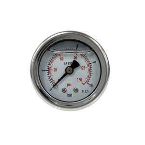 Manomètre miniature à liquide AKS 40 mm (1,5 pouce) 0-10 bars 0-150 <span class=keywords><strong>PSI</strong></span>, montage central arrière 1/<span class=keywords><strong>8</strong></span>" NPT pour compresseur d'air - Product Image 1