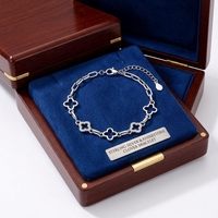Bracelet chaîne trèfle en argent sterling 925 plaqué argent avec zircon, jonc à maillons pour femme, cadeau, ensembles de bijoux personnalisés en moissanite