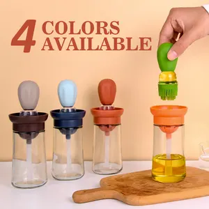 180ML Utensilios de cocina Gadgets vidrio cocina vinagre y botella dispensadora de aceite de oliva con cepillo de silicona