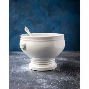 Frutero de Porcelana Blanca con Cuchara, Elegante Utensilio para Servir Fruta o Aperitivos - Product Image 3