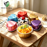 VEIKUN Bol de cuisson jetable en aluminium en forme de cœur 130 ml – Moule esthétique pour desserts et gâteaux – Idéal pour la vente à emporter, les petites entreprises et les fêtes