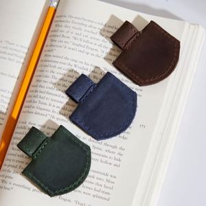 Genuine Leather Magnetic <b>Bookmark</b> with Pen Holder and Loop Reusable Modern Education Reading Accessories - Product Image 1