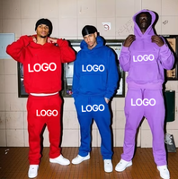 Ensemble de Survêtement pour Hommes avec Capuche et Pantalon de Jogging, Personnalisable avec Logo Imprimé en Relief, Style Fitness Sport Streetwear