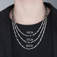 Collier chaîne torsadée en acier inoxydable unisexe, longueurs 50 cm, 55 cm et 60 cm, bijoux de mode, vente en gros