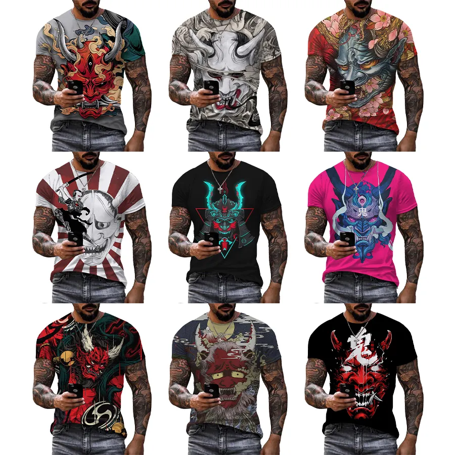 2022 Japanse Prajna Gezicht 3D Gedrukt Shirt Voor Mannen Digital Printing T Shirt Custom Unisex Over Print Oem En Odm t-shirts