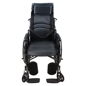 Sedia a rotelle reclinabile manuale con schienale alto, design completamente reclinabile, schienale regolabile, telaio in acciaio al carbonio, portatile per terapia fisica - Product Image 5