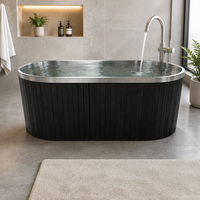 Baignoire de trempage à froid de luxe en cèdre rouge et acier inoxydable, pour extérieur, avec échelle et couvercle, capacité 50-59 gallons, pour 2 athlètes