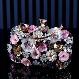 Sac à main glamour haut de gamme pour femme, polyvalent et tendance, avec chaîne en forme de fleur, idéal pour les soirées en boîte de nuit, pochette florale pour la soirée - Product Image 2