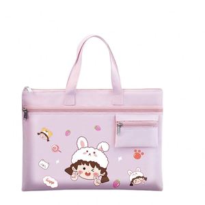 Custom Zipper Bags Stationery DocumentBag School Suppliers Zip Pouch Customized Folder <b>File</b> Bag <b>A4</b> Canvas Fabric FileFolder - Product Image 2