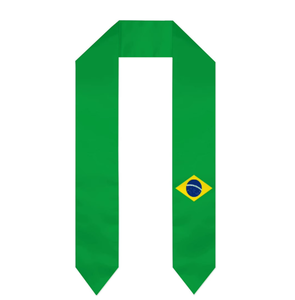 Banda de Graduación Unisex de Diseño Personalizado con la Bandera Nacional de Brasil, Material de Poliéster, Promocional, al por Mayor, para Celebrar la Graduación - Product Image 1