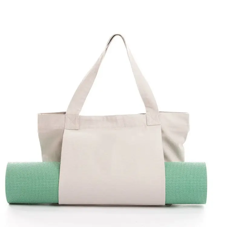2023 Trendy Eco Friendly Shopping Bag Canvas Yoga Mat Cloth Tote Bag With Pockets And Zipper