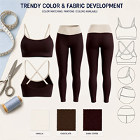 Ensemble de yoga personnalisé OEM pour femme : Soutien-gorge de sport à dos croisé et bordure contrastante, Legging de sport taille haute, Tenue de sport et de course écologique