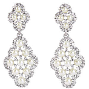 Boucles d'oreilles en or blanc E4058, fausses perles rondes AAA, bijoux classiques de mariage pour femmes - Product Image 6