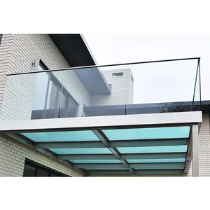 Balustrade en aluminium en verre sans cadre dissimulée, rampe en U en acier inoxydable, balustrade intérieure et clôture de piscine