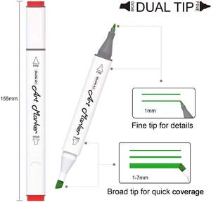 Marqueurs d'art à double pointe à base d'<span class=keywords><strong>alcool</strong></span> Art 88 couleurs, 88 couleurs plus 1 mélangeur, stylos marqueurs permanents, surligneurs avec étui - Product Image 4