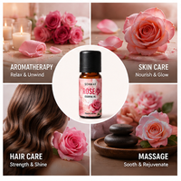 Huile Essentielle Végane Pure à 100% de Rose Sauvage, Marque Privée OEM, pour Cheveux, Ongles, Peau, Visage, Corps et Massage