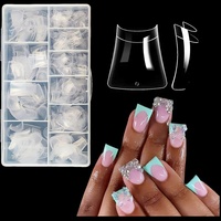 500 pièces clair ABS doux Gel ongles conseils carré cercueil motif filles français demi-couverture canard Press Ons pour doigts 10 pré-forme court