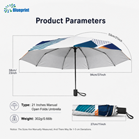 Parapluie pliable manuel pour femme, étanche, compact, imprimé intégral, protection UV, idéal comme cadeau