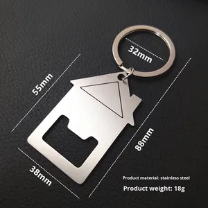 Porte-clés décapsuleur personnalisé en forme de maison, en acier inoxydable, pour canettes et bouteilles de bière et de soda, petit cadeau pour la maison - Product Image 6