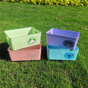 <b>Rectangular</b> Plastic Storage <b>Basket</b> With Handles For Desktop Children Toy Fruit Snack Organizing Neatening - Product Image 3