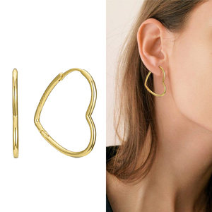 Logo Original de alta calidad S925 pendientes de aro grandes de Corazón dorado para mujer regalo de cumpleaños para boda o fiesta - Product Image 2