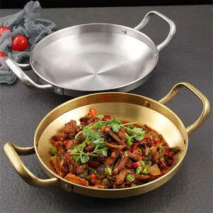 Seafood Rice Pot Home Cooking Paella Pan Picnic Snack Plates Cookware Saucepan Dry Pots with Handle for Kitchen EHL6717