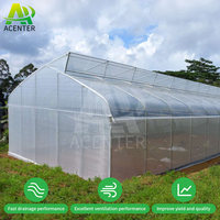 Serre agricole Acenter 8x30m, grande serre avec toit en dents de scie et évents latéraux pour l'agriculture tropicale, invernadero