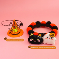 Ensemble de costumes d'Halloween pour animaux de compagnie : Bandeau, chapeau de sorcière, collier et accessoires fantôme et araignée pour chats et chiens
