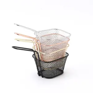 China Supplier Hot French Fries Stand Holder Metal Wire Mesh Deep Frying Basket for Chip