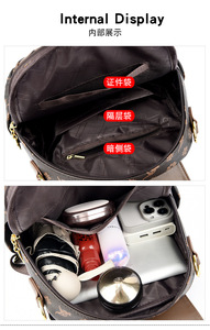 Factory Custom Ins Fashion <b>Backpack</b> Multipurpose Laptop Bag Girls Versatile Pu Leather Schoolbag School Bag for Teenage Girls - Product Image 6