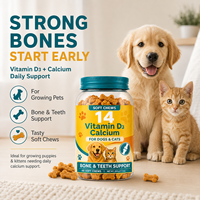 Complément alimentaire pour chiens et chats, soutien osseux, comprimés à mâcher doux, calcium K2 vitamine D3, renforcement buccal, prix d'usine, OEM ODM